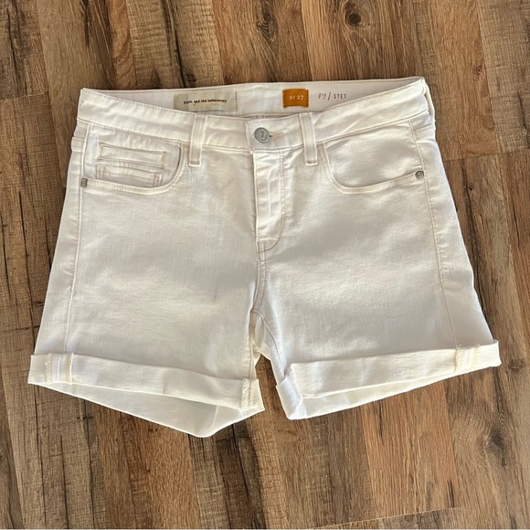 Anthropologie Pilcro and the Letterpress Stet Fit White Denim Shorts 27 - Picture 4 of 8